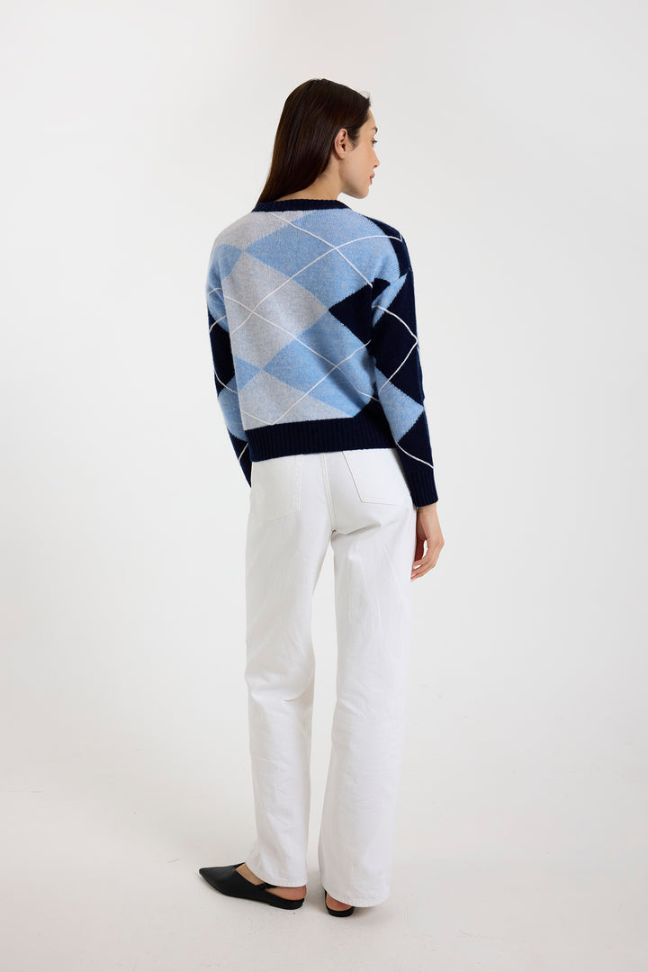Argyle Crewneck in Navy