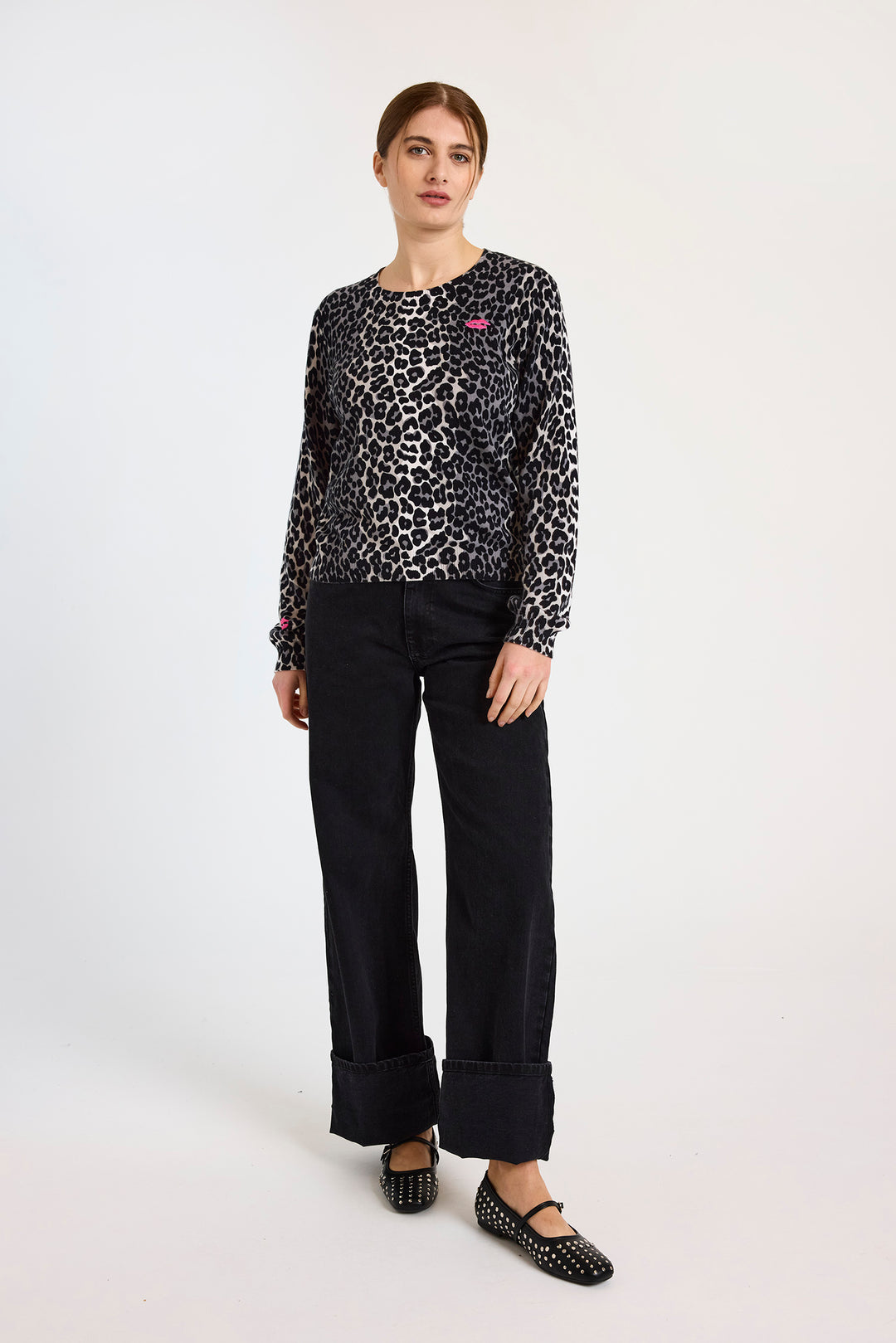 Lydia Leopard Crewneck Grey