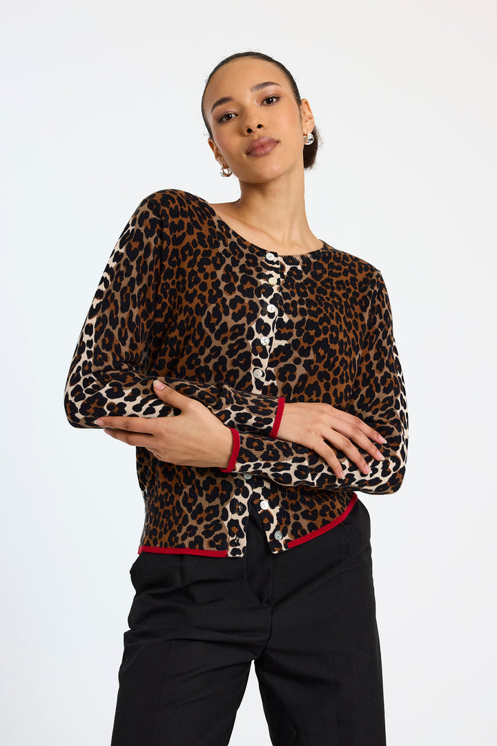 Lydia Leopard Cardigan Multi Brown