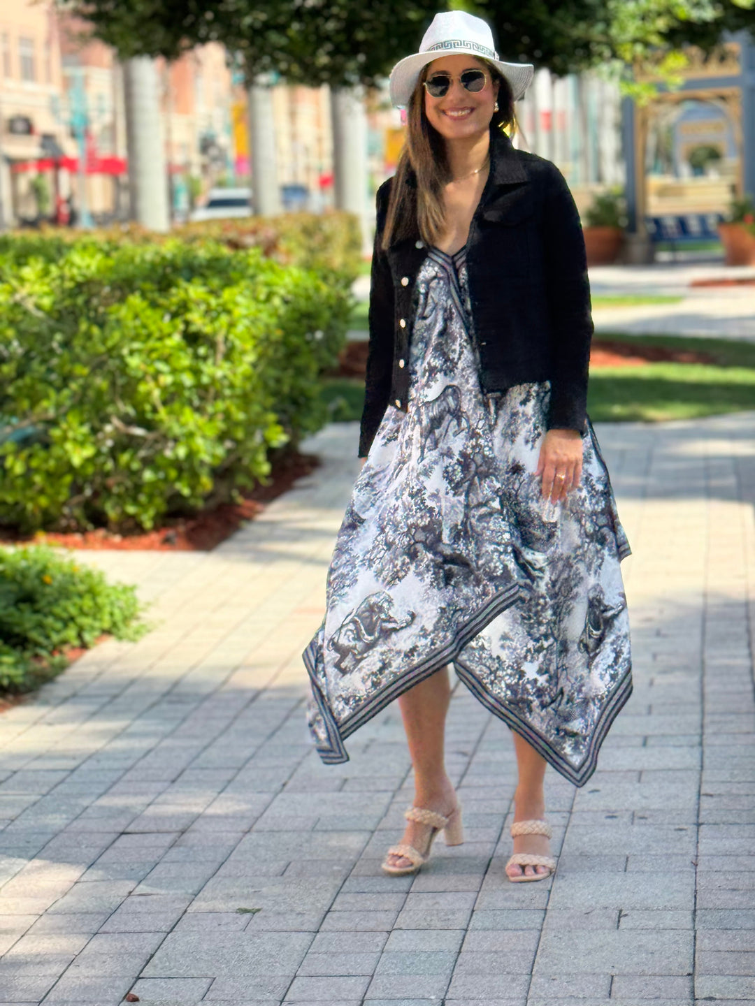 Silk Dress / Black and White Toile