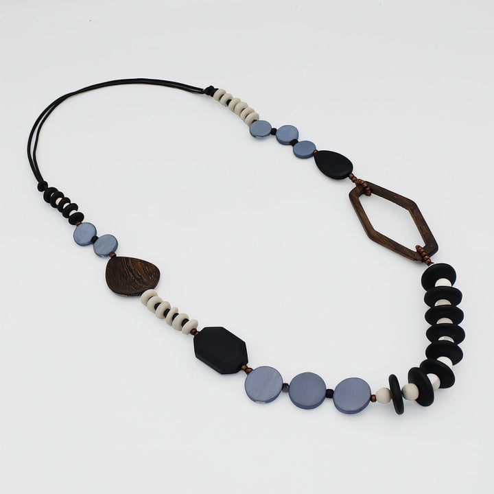 Blue Wood Bead Gabby Necklace