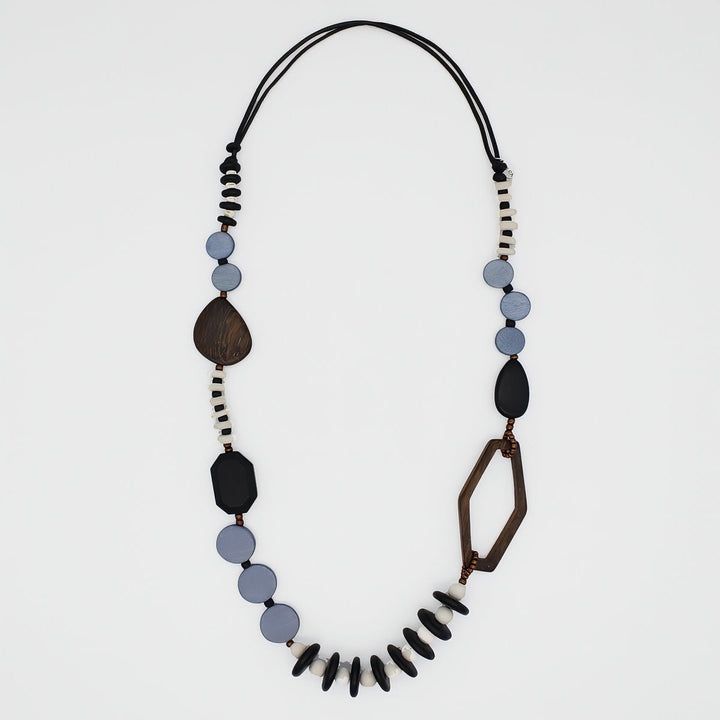 Blue Wood Bead Gabby Necklace