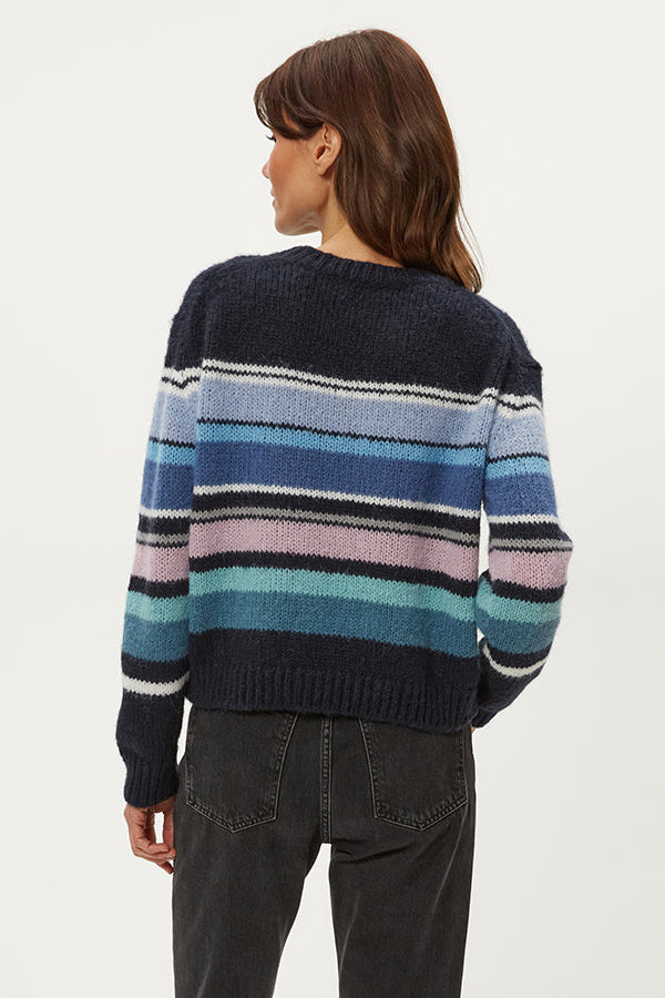Aura Stripe Crew Pullover in Blue