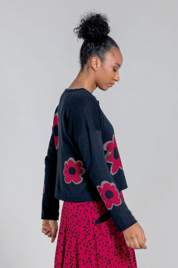 Bloom Cardigan Black Cherry
