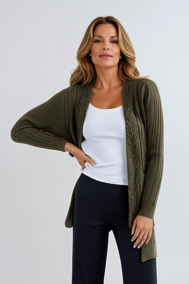 Easy Cable Detail Cardigan Loden