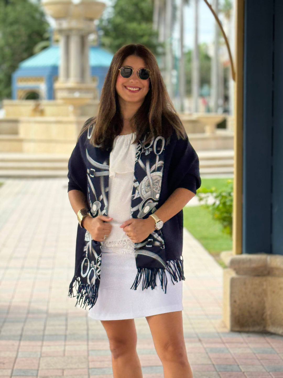 Cozy Sweater Wrap / Navy / Silver Equestrian