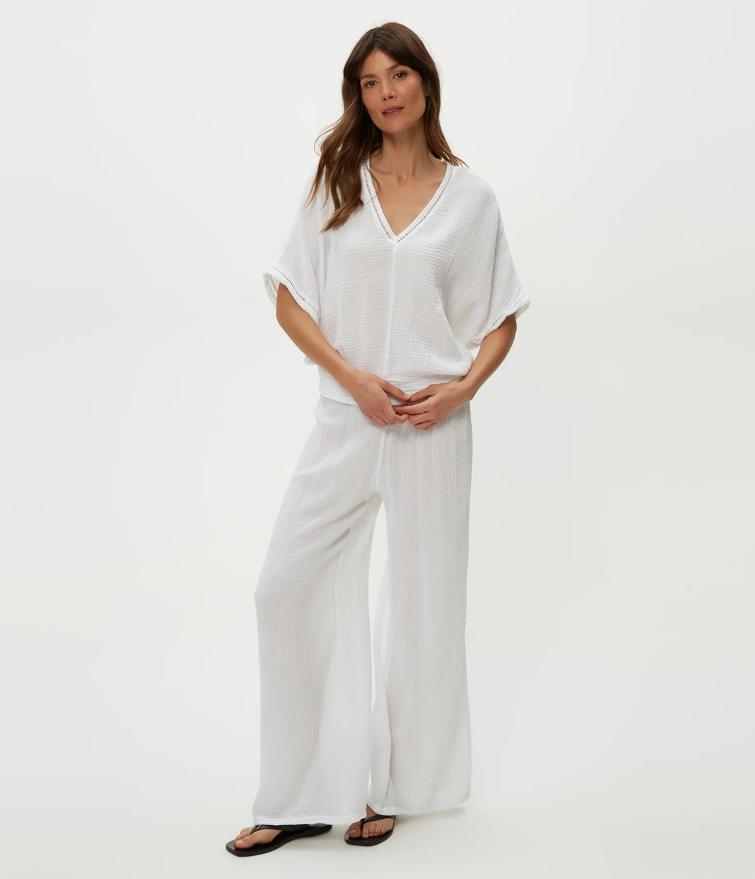 Imani Cropped Dolman Sleeve Top White