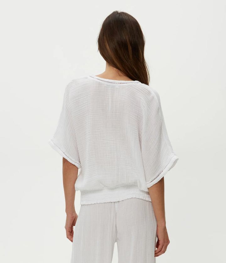 Imani Cropped Dolman Sleeve Top White