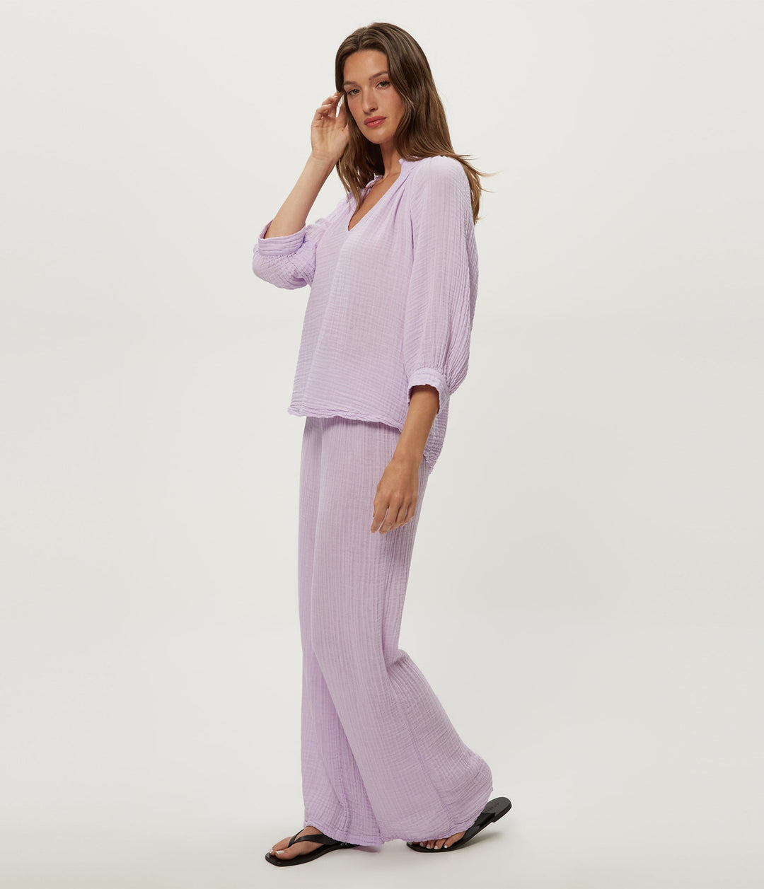 Kali Double Gauze Ruffle Neck Top Whimsy