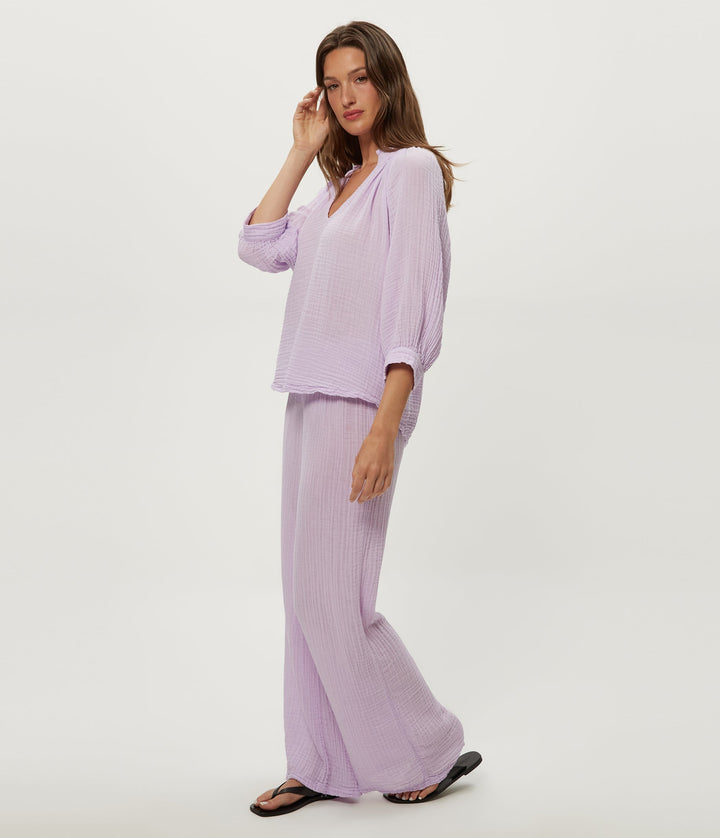 Kali Double Gauze Ruffle Neck Top Whimsy