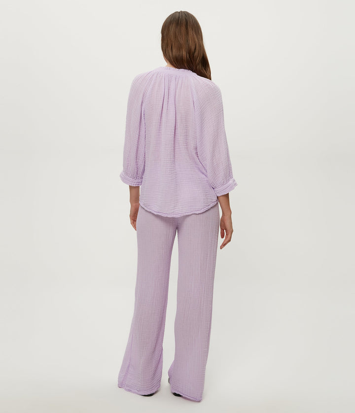 Kali Double Gauze Ruffle Neck Top Whimsy