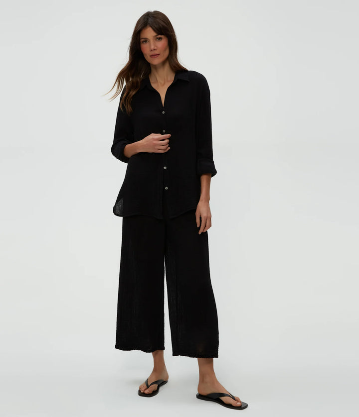 Medina Cropped Gauze Pant Black