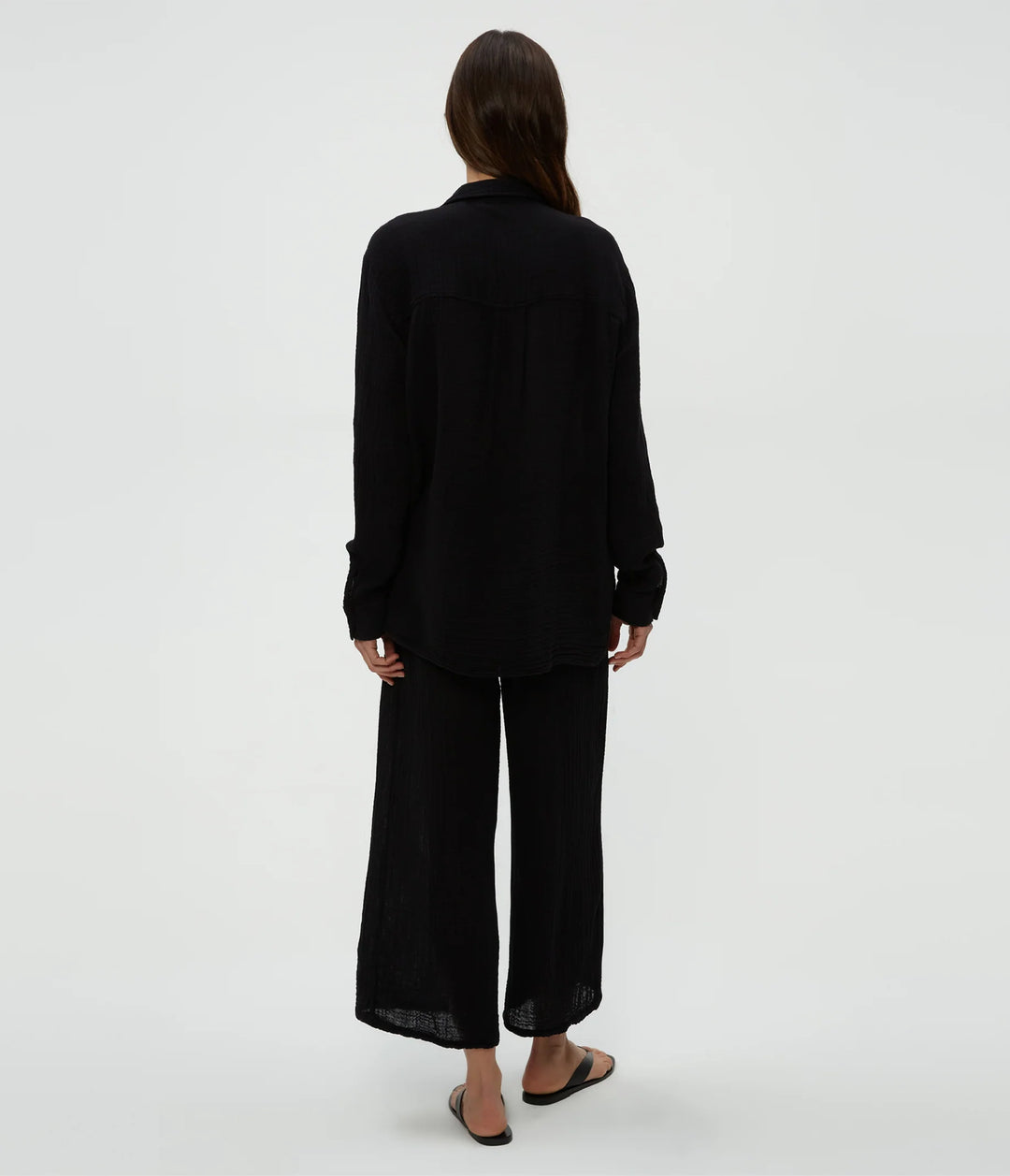 Medina Cropped Gauze Pant Black