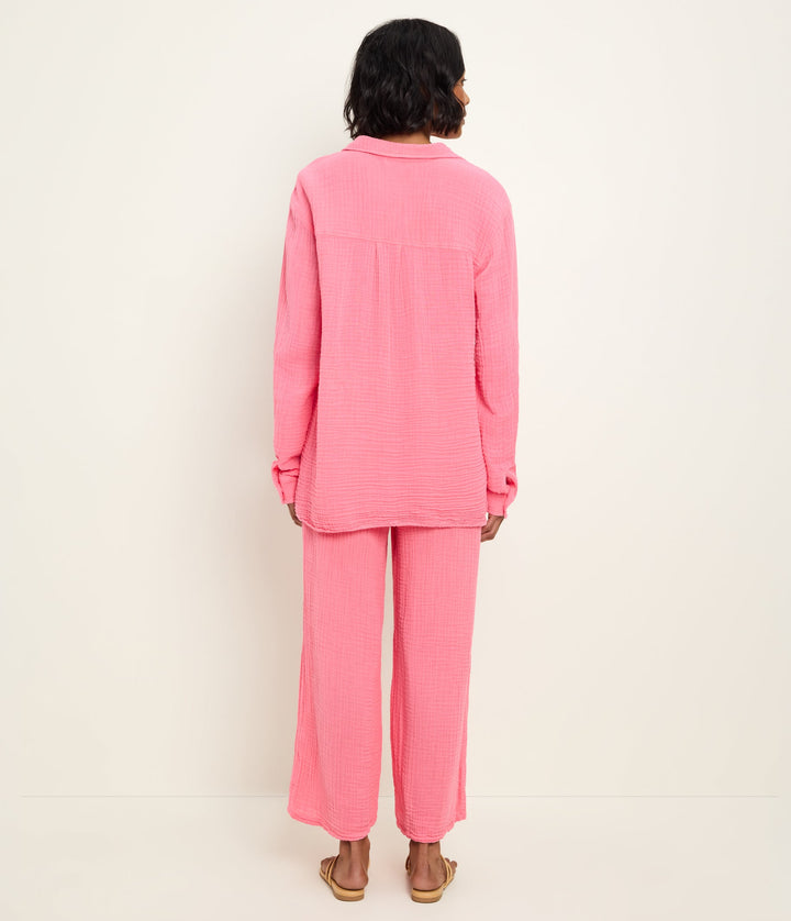 Leo Gauze Button Down Dragonfruit