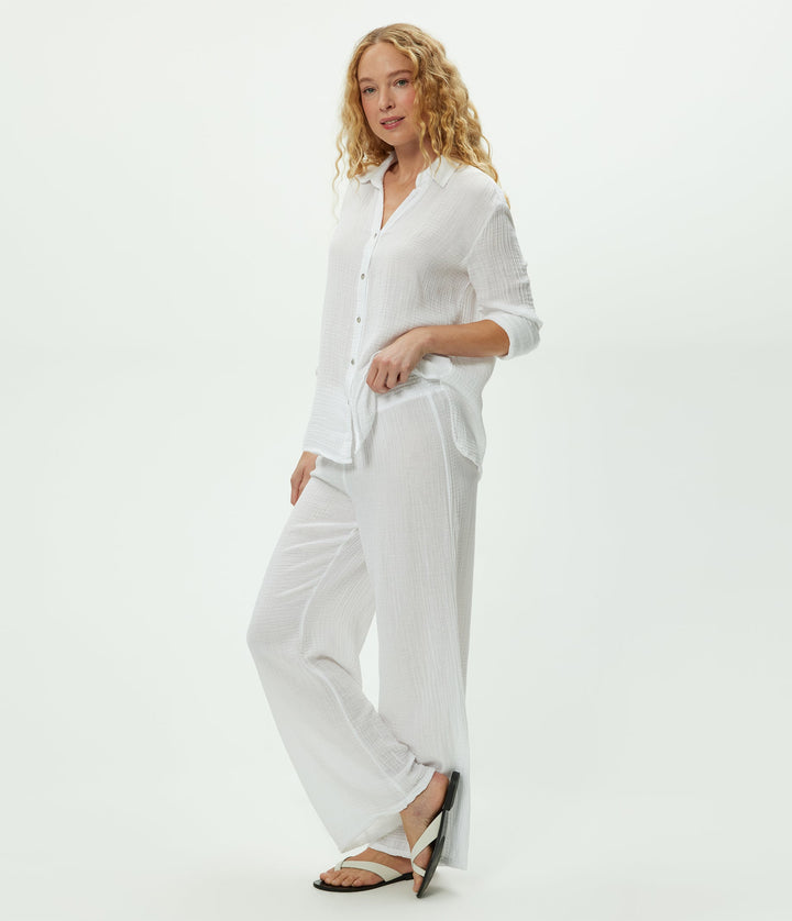 Leo Gauze Button Down White
