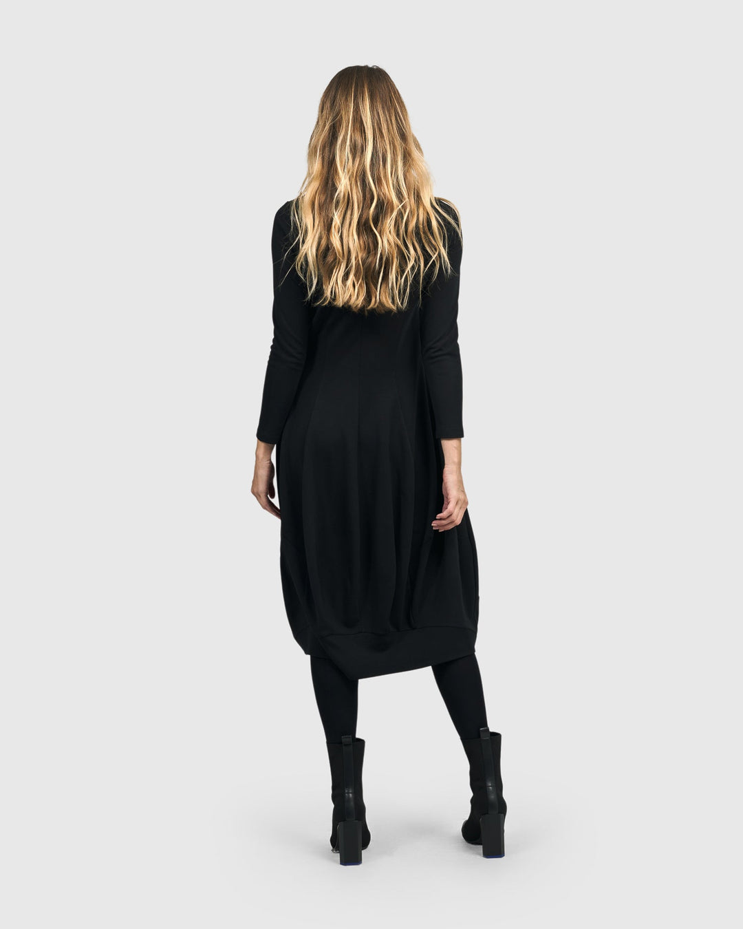 Essential Turtleneck Cocoon Dress, Black