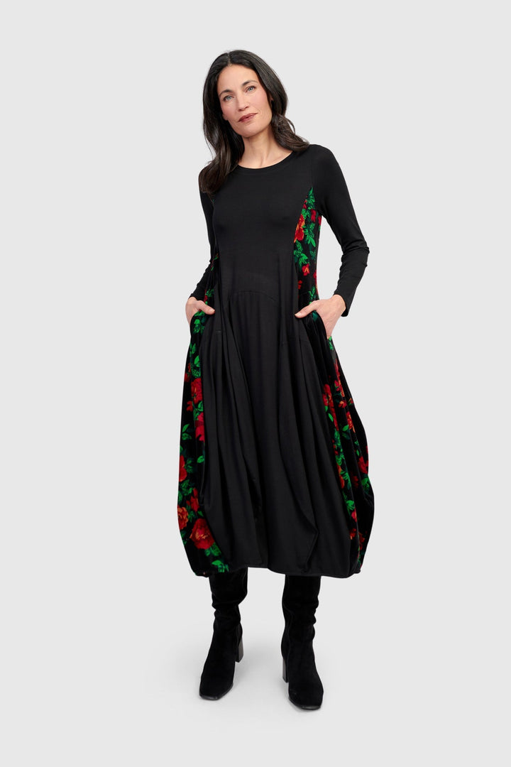 Nocturne Crew Cocoon Dress, Roses