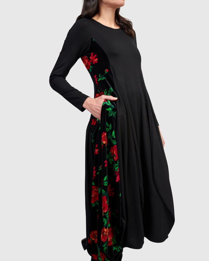 Nocturne Crew Cocoon Dress, Roses