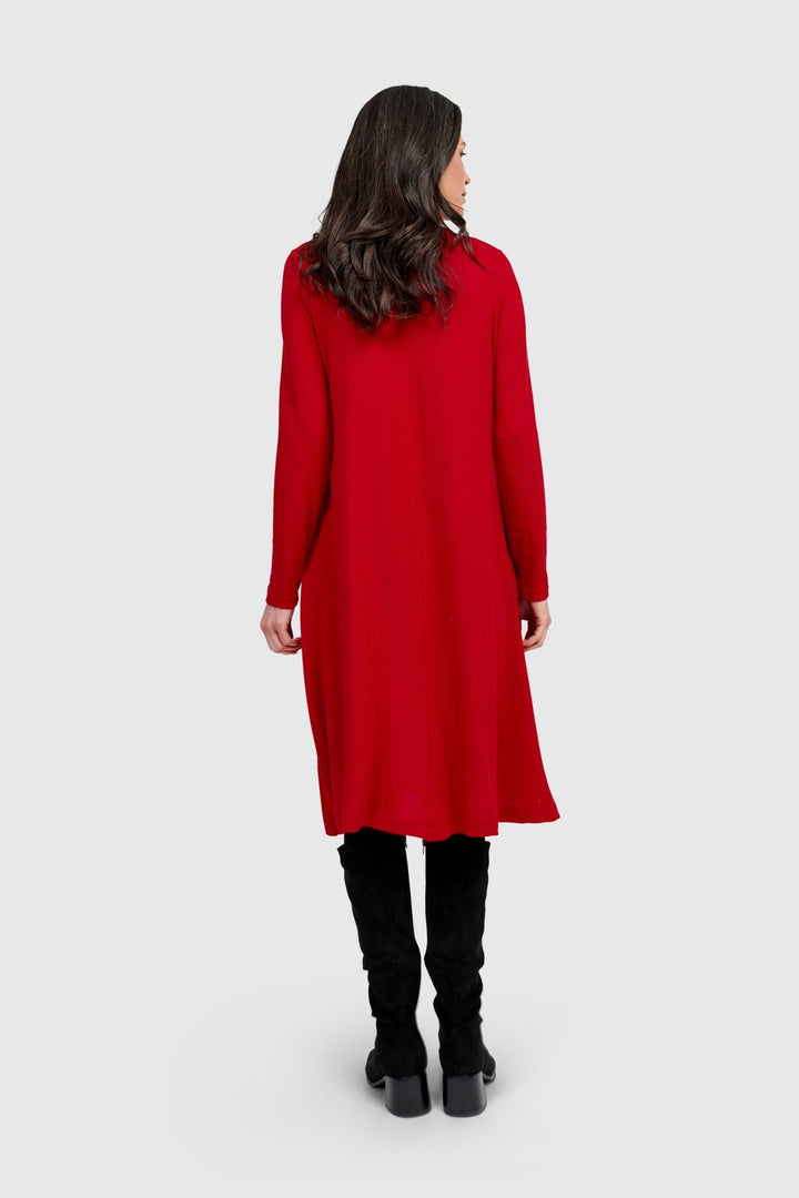 Soft Knit A-line Dress, Red