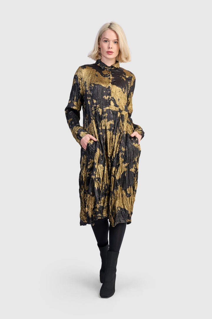 Chroma Babydoll Shirtdress, Gold