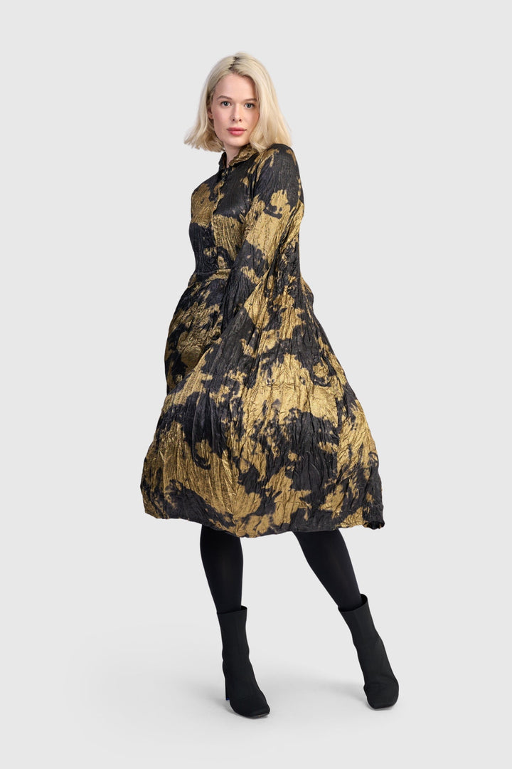 Chroma Babydoll Shirtdress, Gold