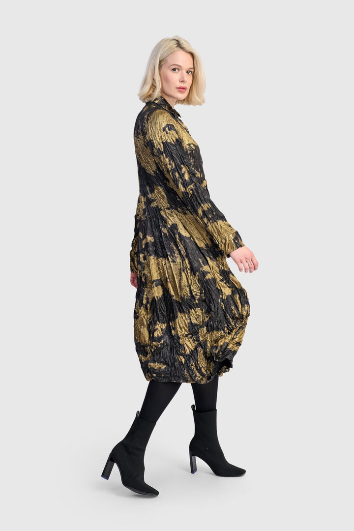 Chroma Babydoll Shirtdress, Gold