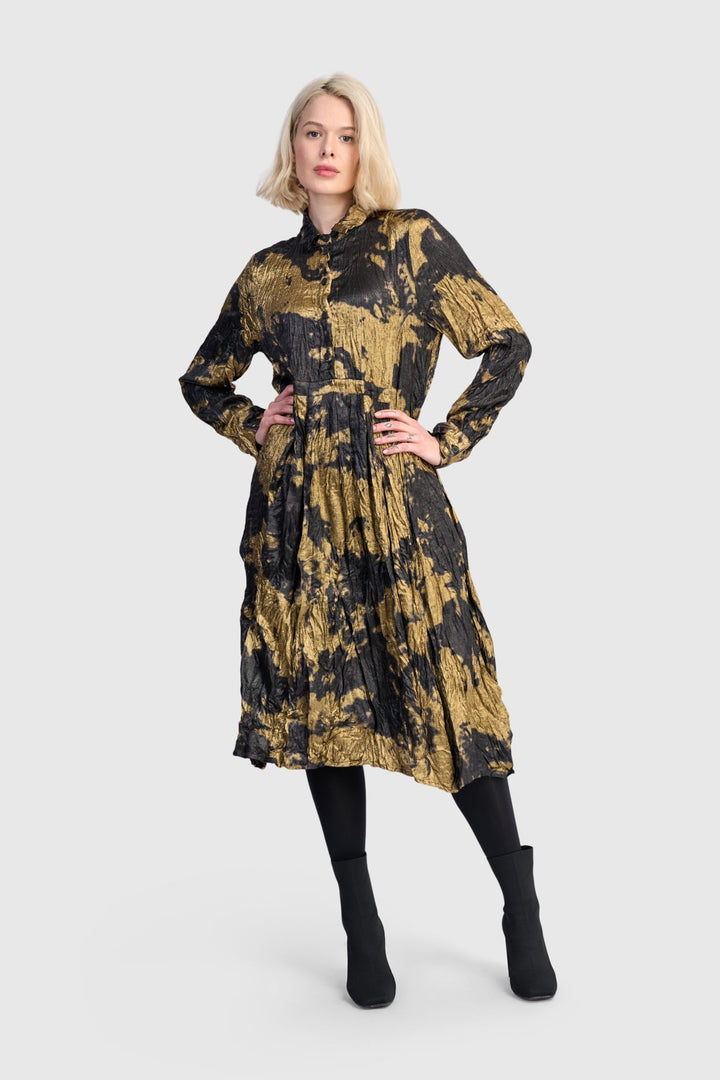 Chroma Babydoll Shirtdress, Gold