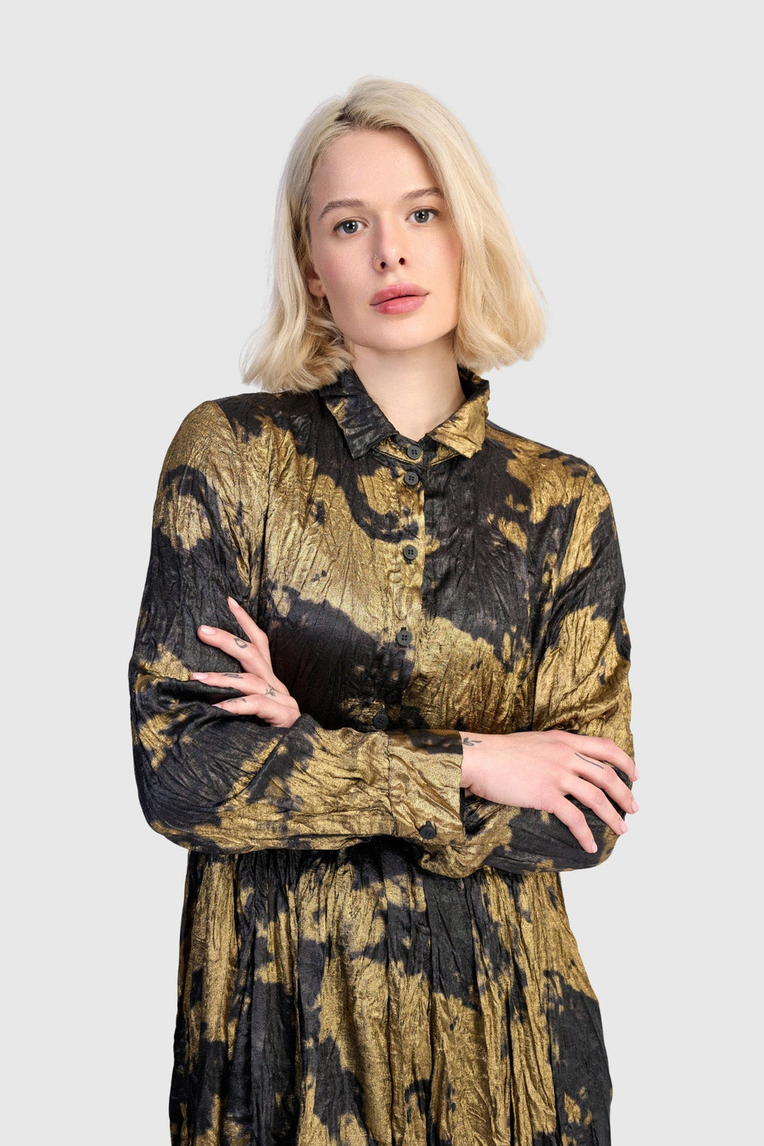 Chroma Babydoll Shirtdress, Gold