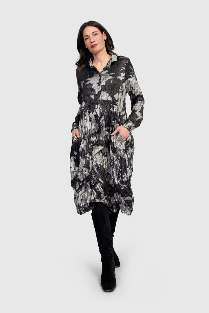 Chroma Babydoll Shirtdress, Silver