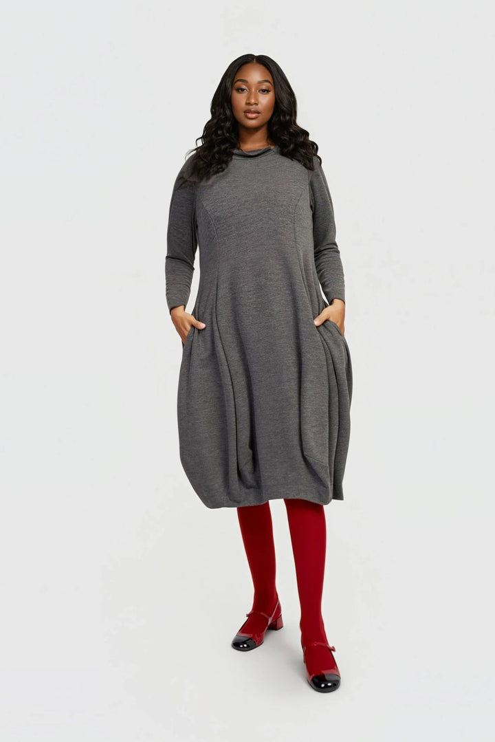 Essential Heavyweight Turtleneck Dress, Grey