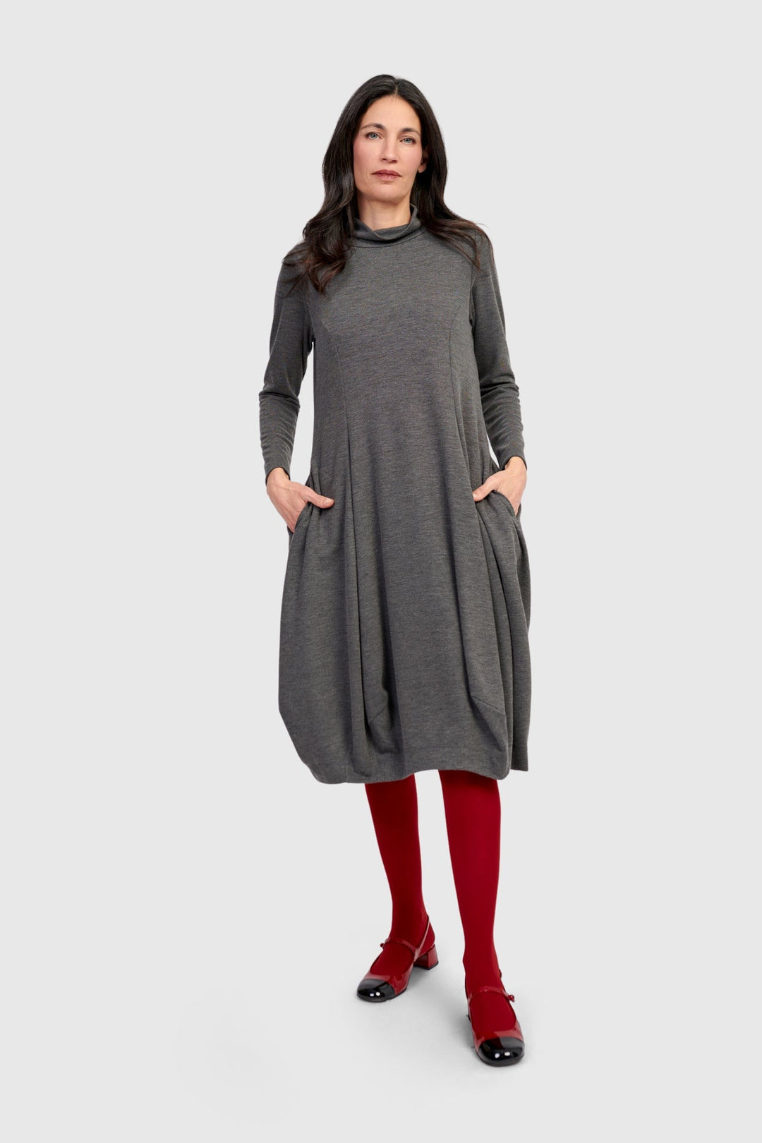 Essential Heavyweight Turtleneck Dress, Grey