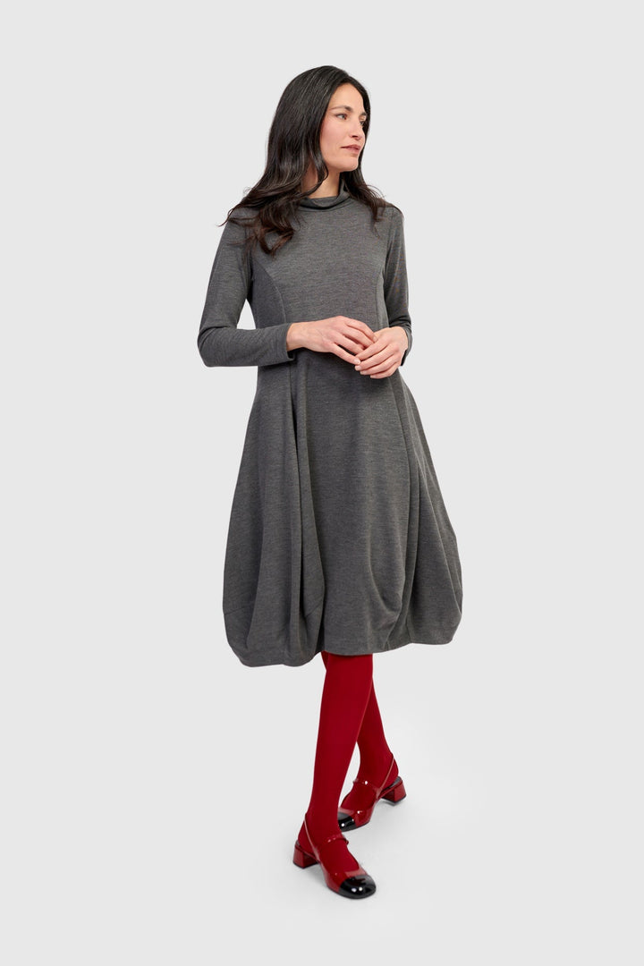 Essential Heavyweight Turtleneck Dress, Grey