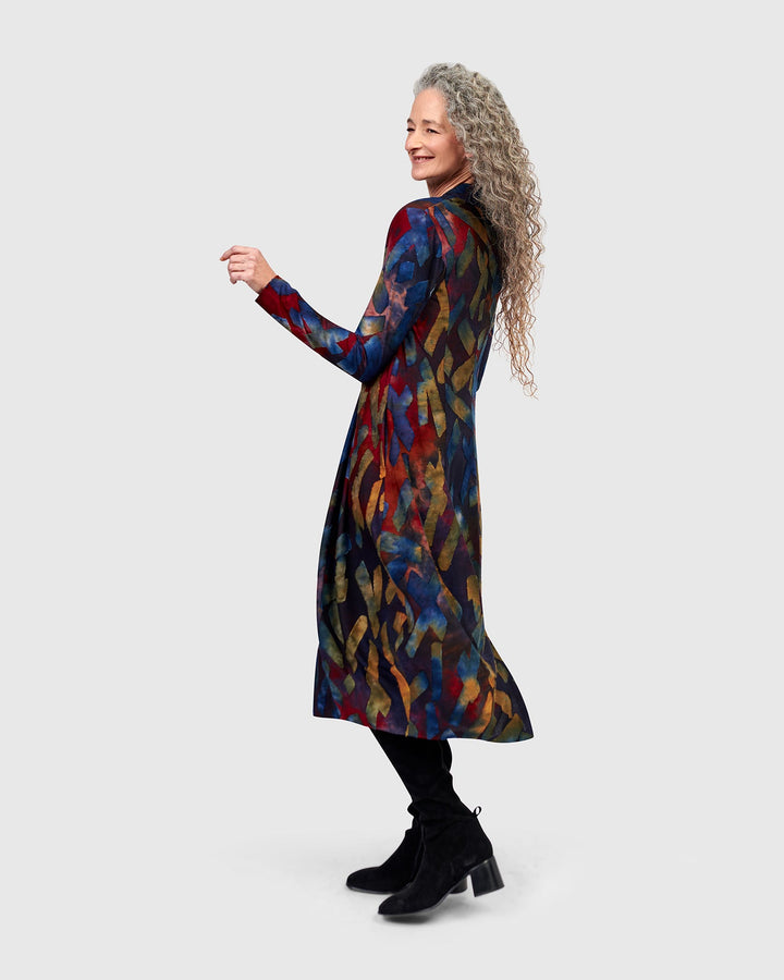 Sunburst Cocoon Dress, Abstract