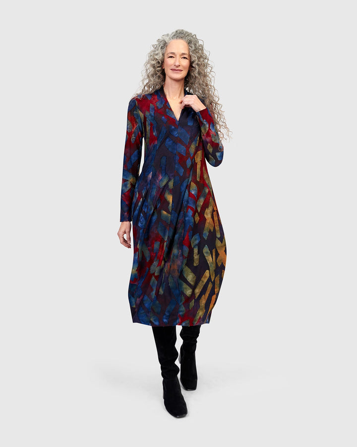 Sunburst Cocoon Dress, Abstract