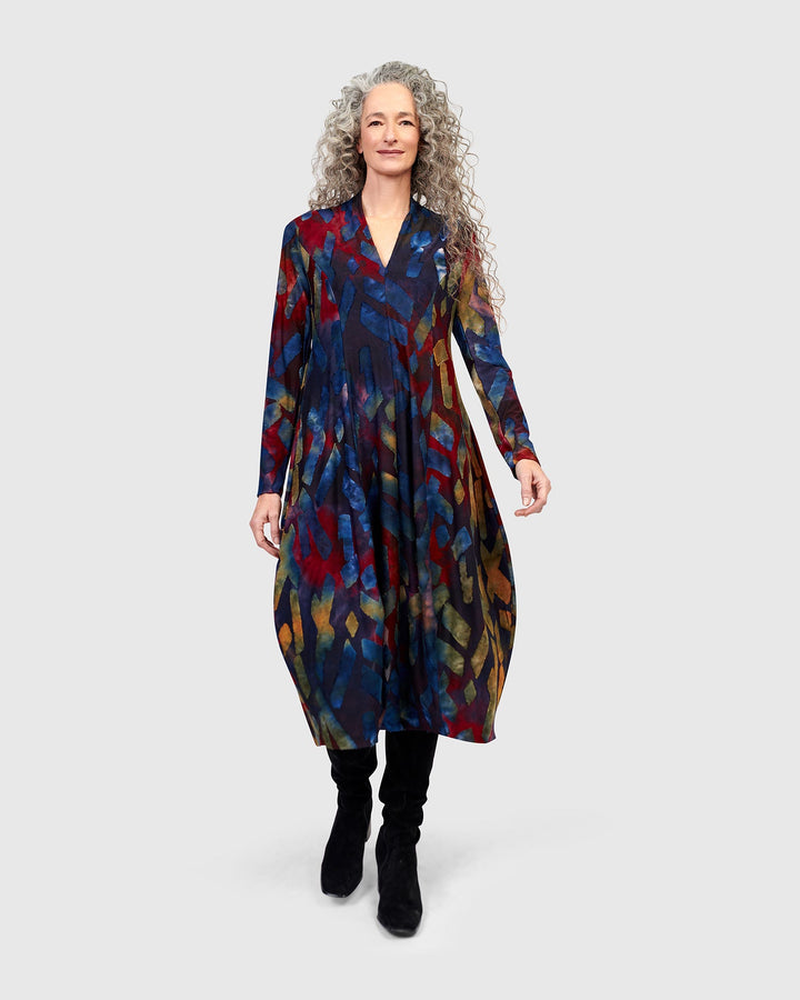 Sunburst Cocoon Dress, Abstract