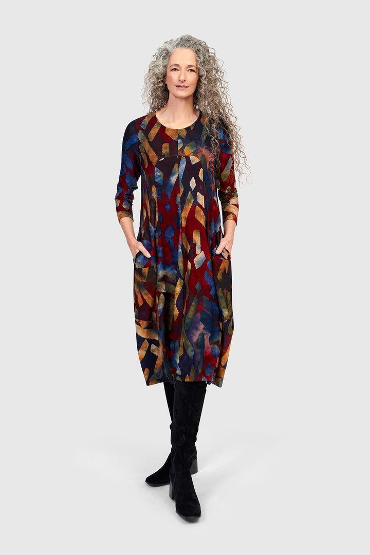 Dayglow Crew Cocoon Dress, Abstract