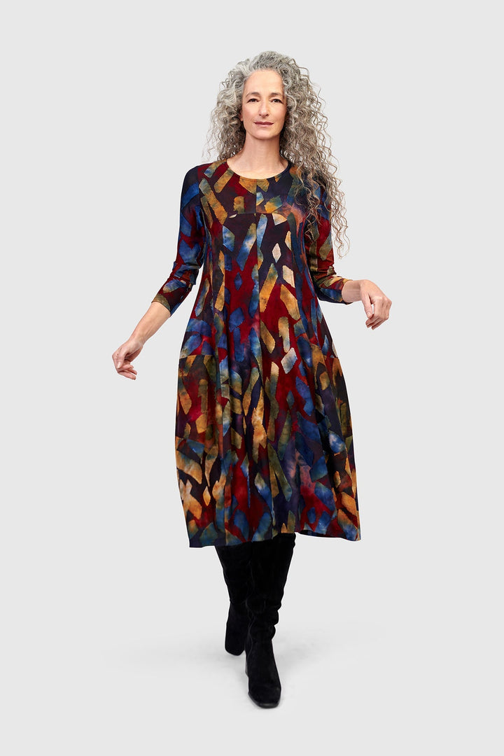 Dayglow Crew Cocoon Dress, Abstract