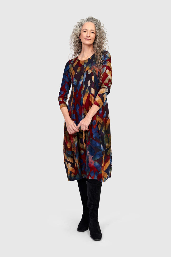 Dayglow Crew Cocoon Dress, Abstract