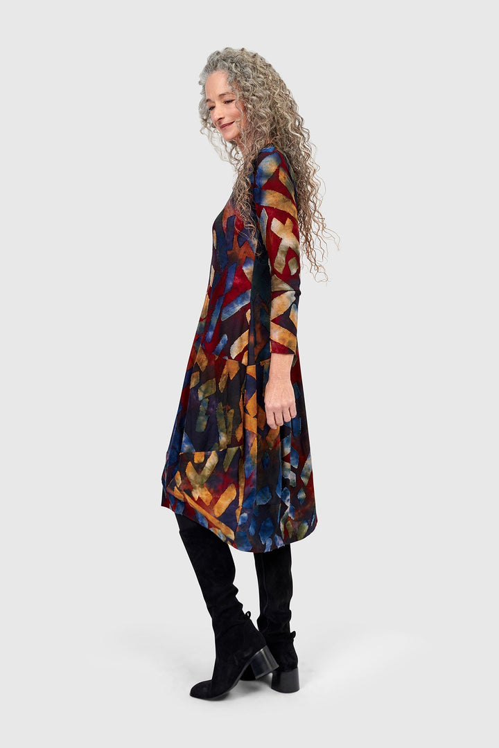 Dayglow Crew Cocoon Dress, Abstract