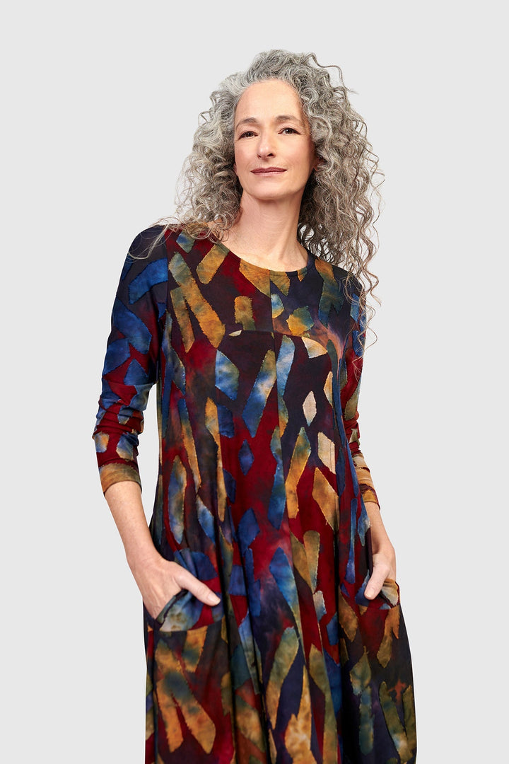 Dayglow Crew Cocoon Dress, Abstract