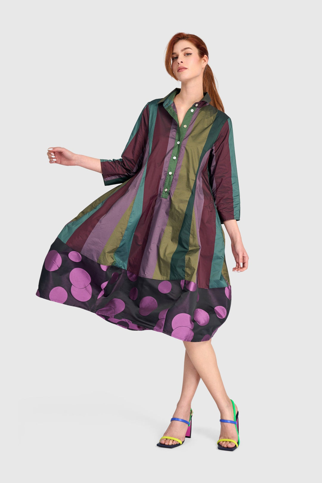 Taffeta Stripe Shirtdress Mix