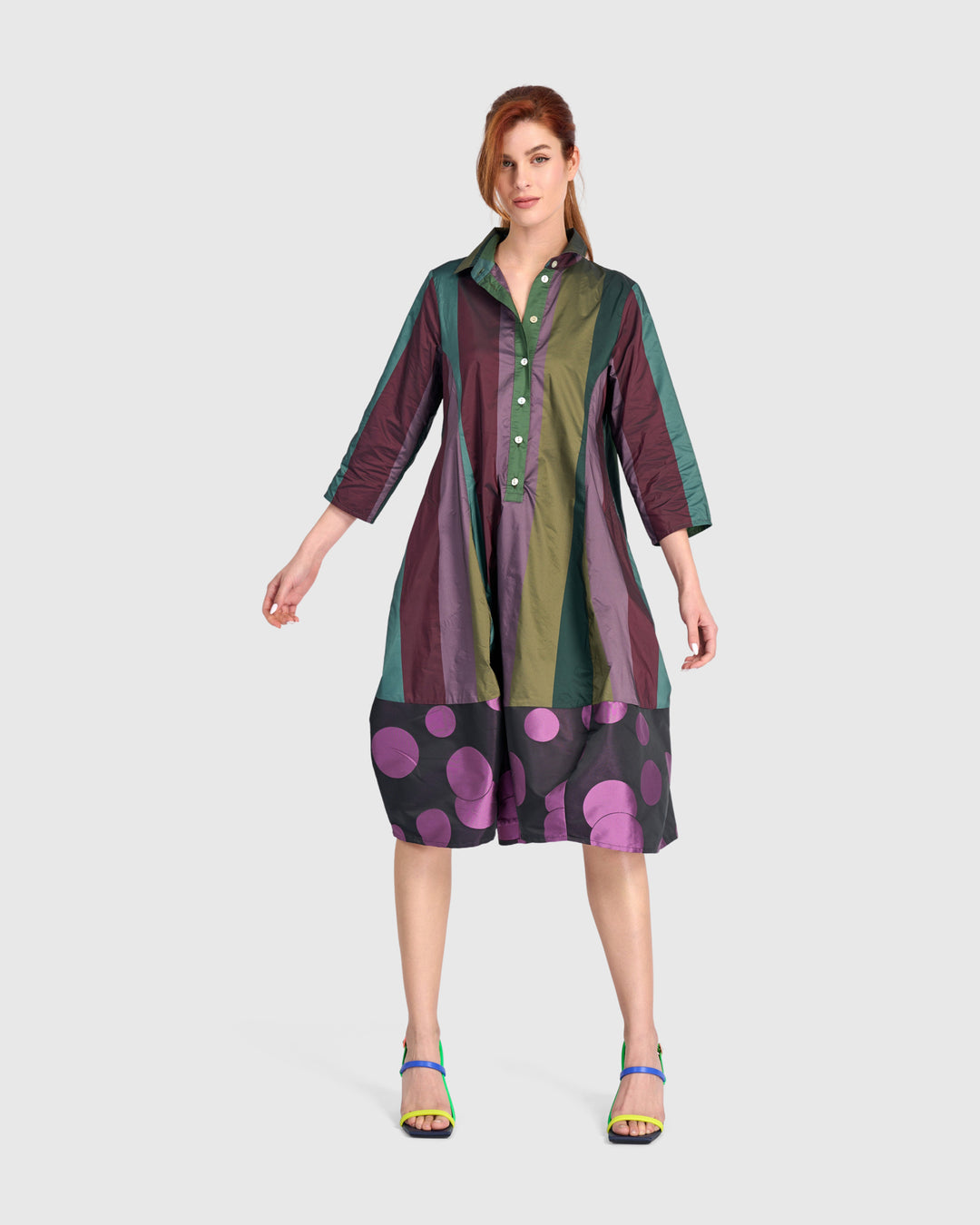 Taffeta Stripe Shirtdress Mix