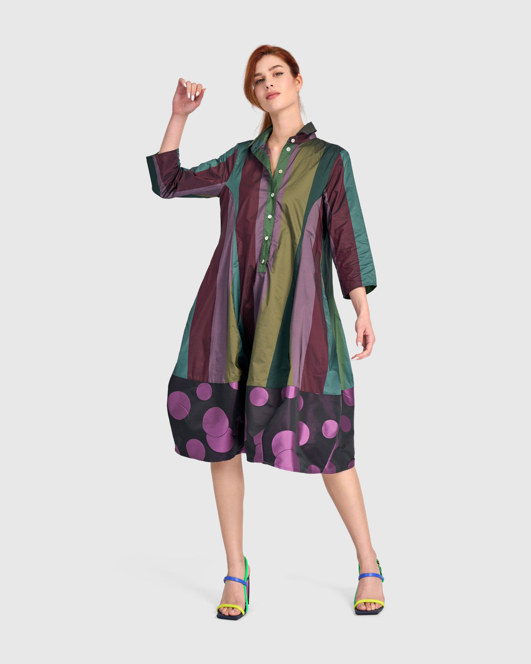 Taffeta Stripe Shirtdress Mix