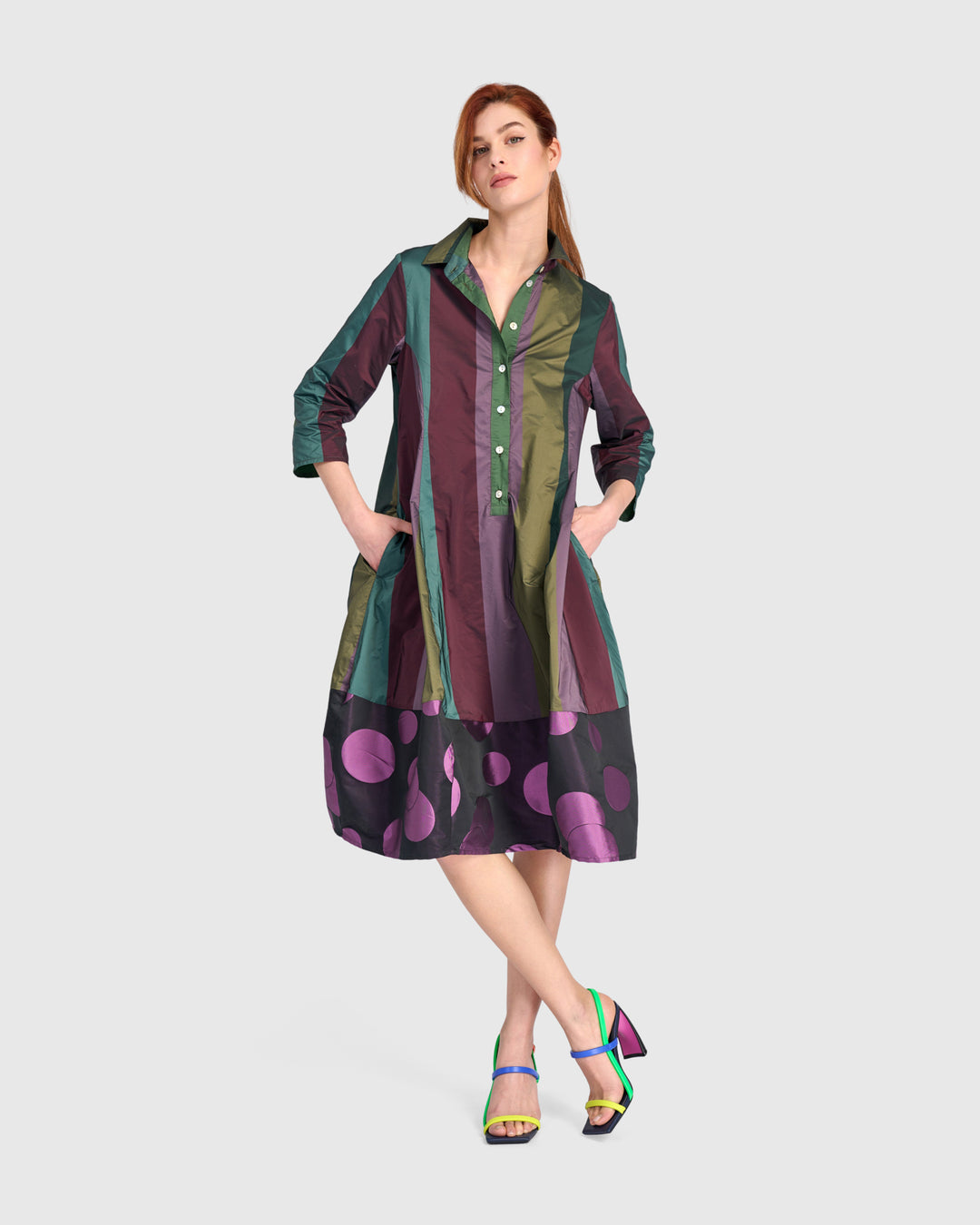 Taffeta Stripe Shirtdress Mix