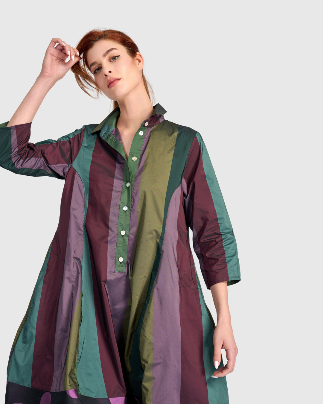 Taffeta Stripe Shirtdress Mix