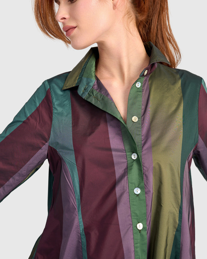 Taffeta Stripe Shirtdress Mix