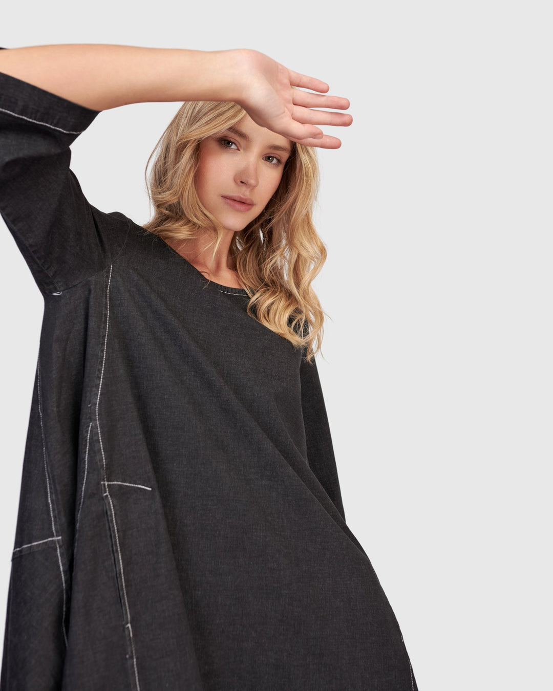 Liberty Oversized Cocoon Dress Black Denim