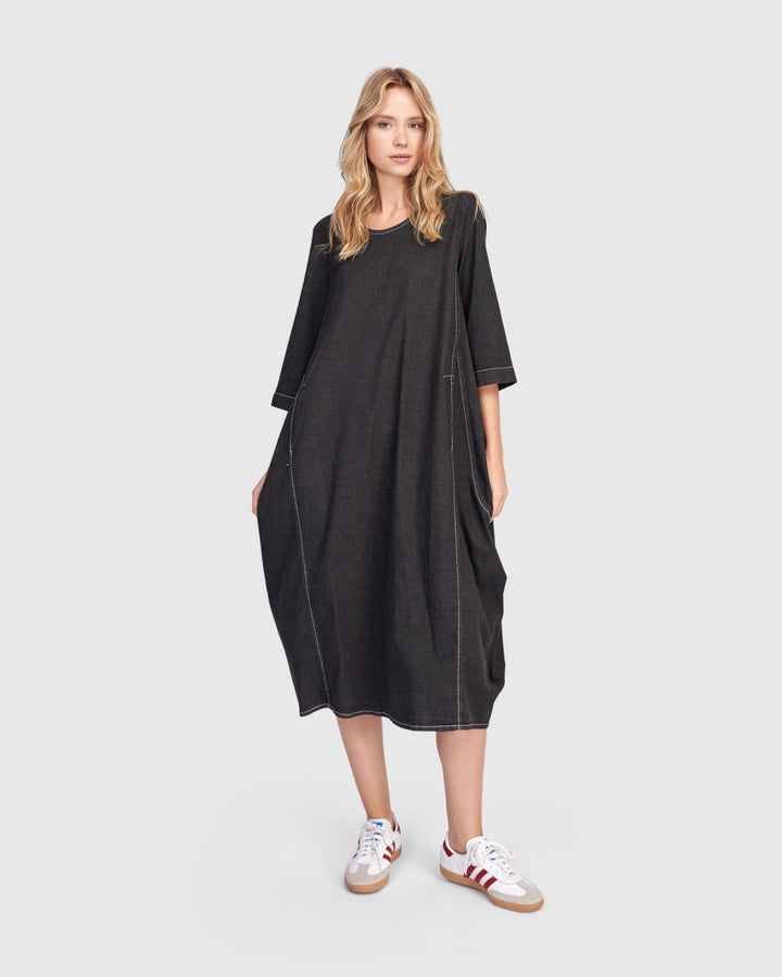 Liberty Oversized Cocoon Dress Black Denim