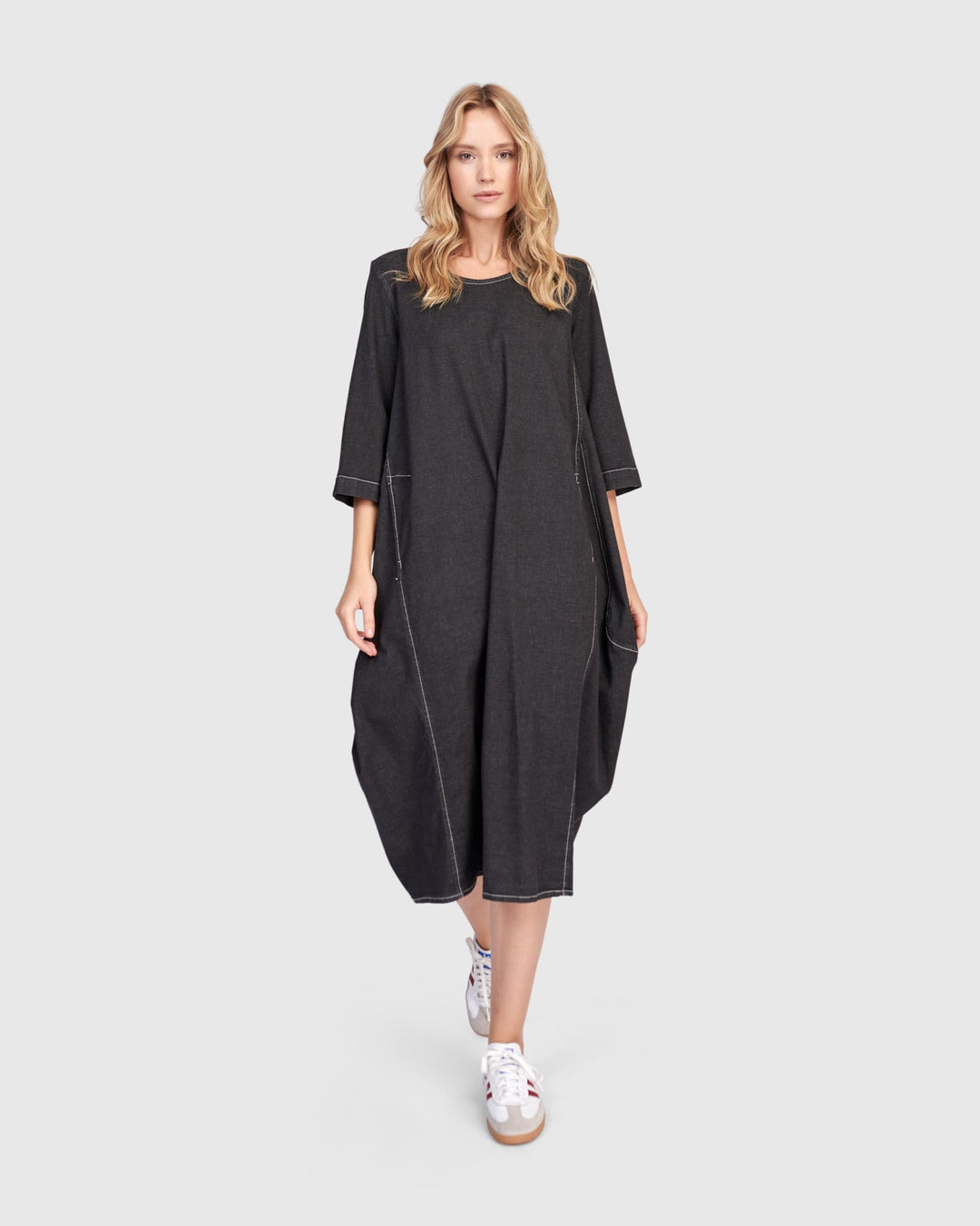 Liberty Oversized Cocoon Dress Black Denim