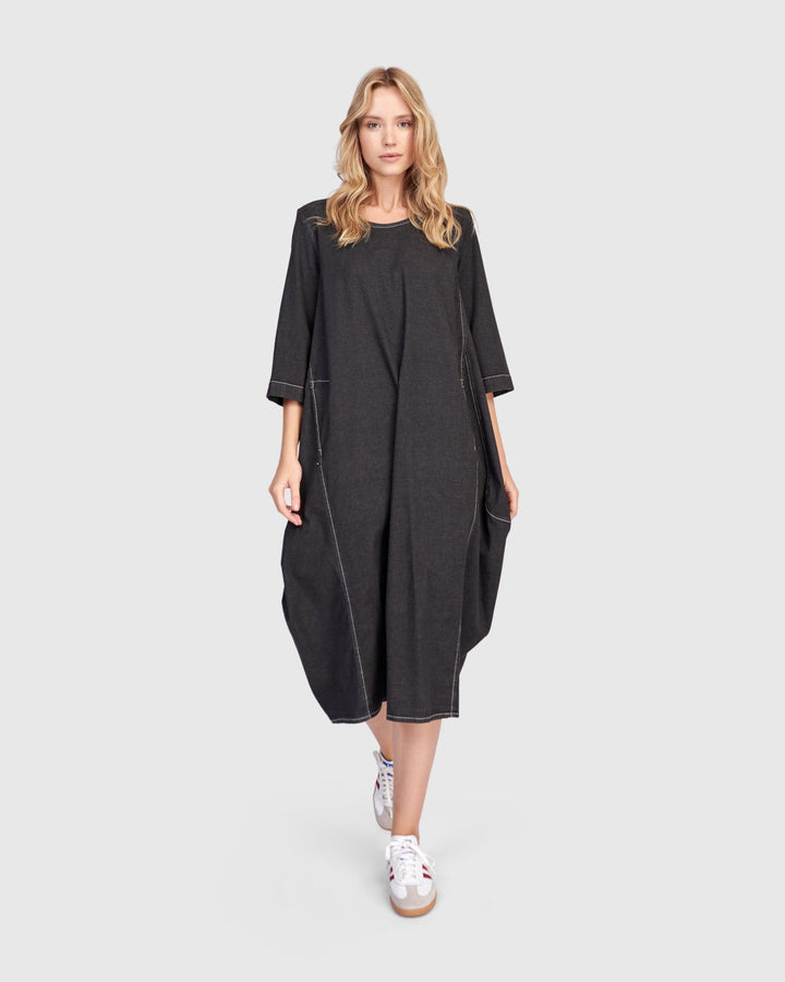 Liberty Oversized Cocoon Dress Black Denim